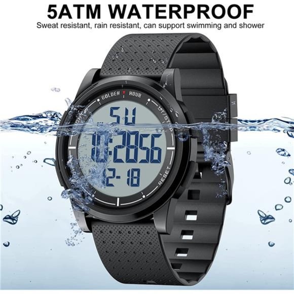 Ultra-Thin Minimalist Sports Waterproof Digital Watches Men w Wide-Angle Display - Picture 3 of 6